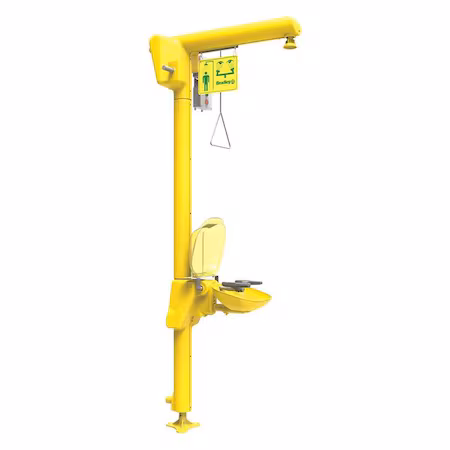 Ducha con lavaojos amarilla de emergencia B